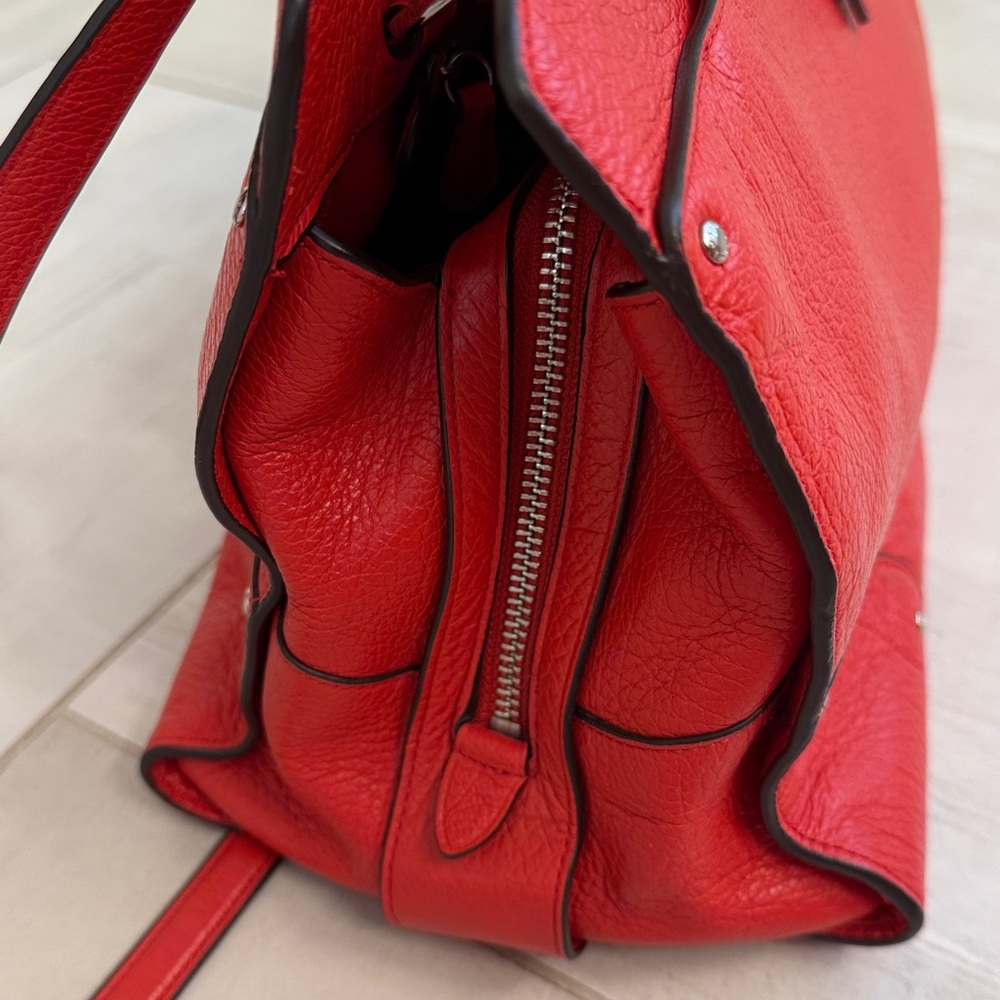Coach Red Pebbled Leather Satchel with Adjustable Strap - Picture 12 of 16